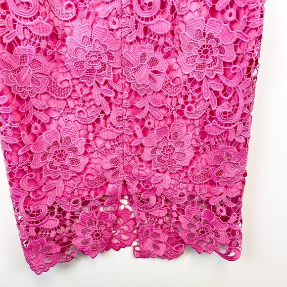 Paper Dolls Size 8 US Off Shoulder Crochet Lace Sheath Dress Pink Knee Length - Picture 6 of 10